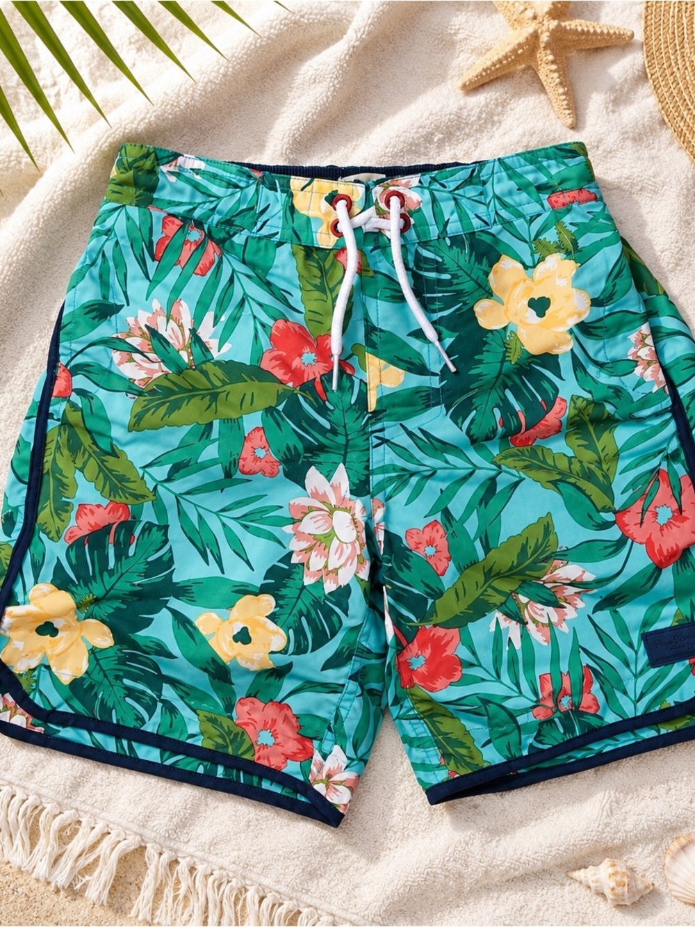 Pepe Jeans London Boys Tropical Floral Swim Trunks Board Shorts Size 16